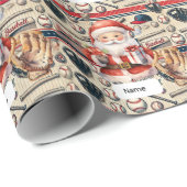 Papier Cadeau Baseball pour Noël avec le Père Noël et Boissons (Coin rond)