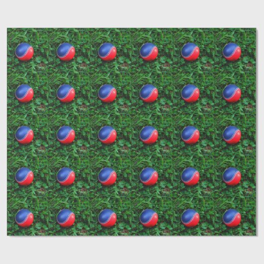 Papier Cadeau Baseball Rouge et Bleu avec Stitch Blanc (Plat)