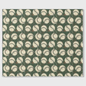 Papier Cadeau Baseball Vert Rustique (Plat)