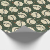 Papier Cadeau Baseball Vert Rustique (Coin)
