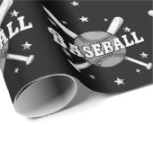 Papier Cadeau Baseball Vintage moderne (Coin rond)