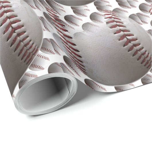 Papier Cadeau Baseballs 3D (Coin rond)