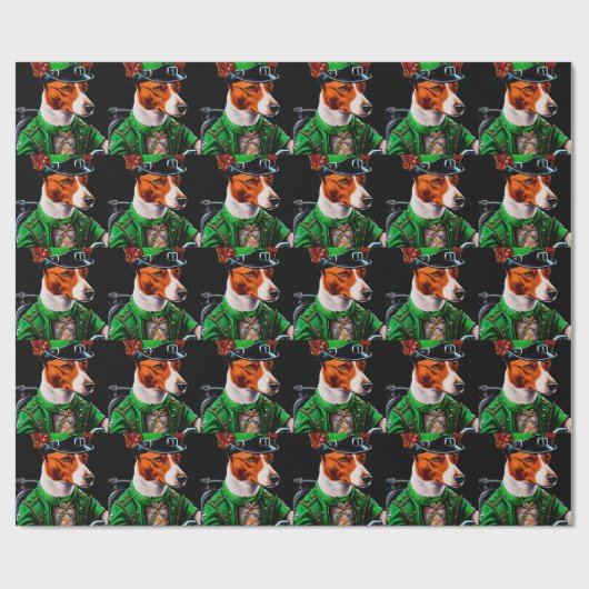 Papier Cadeau Basenji Chien conduisant vélo St. Patrick's Day (Plat)