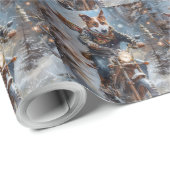 Papier Cadeau Basenji Chien équitation Moto Noël (Coin rond)