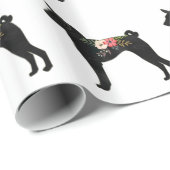 Papier Cadeau Basenji Chien race Boho Floral Silhouette (Coin rond)