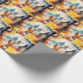 Papier Cadeau Basenji D'Halloween Avec Peur Citrouille (Coin)