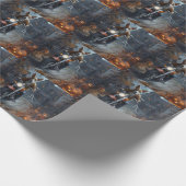 Papier Cadeau Basenji équitation moto Halloween effrayant (Coin)