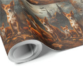 Papier Cadeau Basenji Halloween Chien De Nuit Délice (Coin rond)