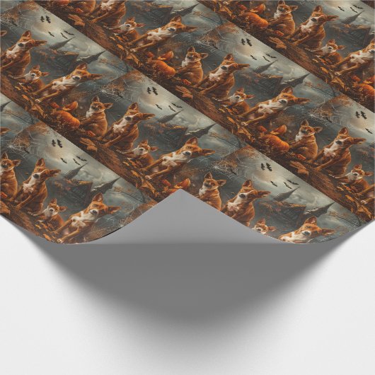 Papier Cadeau Basenji Halloween Chien De Nuit Délice (Coin)