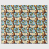 Papier Cadeau Basenji sur la plage, cadeau d'été pour les amoure (Plat)