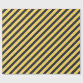 Papier Cadeau Basique Black Gold Stripes Faux Tordu Noël (Plat)