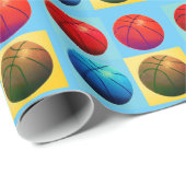Papier Cadeau Basket-ball Art Pop Quatre Couleurs (Coin rond)