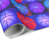 Papier Cadeau Basket-ball Art Pop Quatre Couleurs (Coin rond)