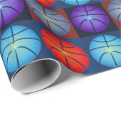 Papier Cadeau Basket-ball Art Pop Quatre Couleurs (Coin rond)