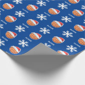 Papier Cadeau Basket-ball avec Red Santa Hat Snowflon Nom (Coin)