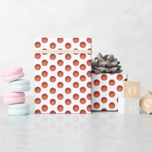 Papier Cadeau Basket-ball blanc (Baby Shower)