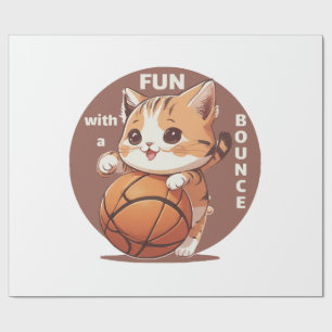 Papier Cadeau basket-ball chat