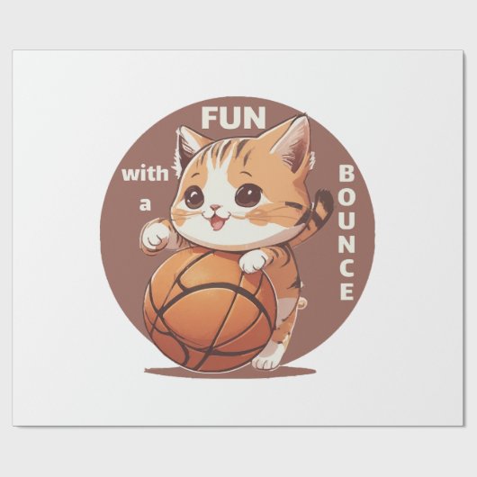 Papier Cadeau basket-ball chat (Plat)
