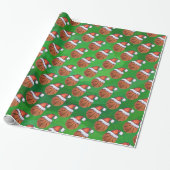 Papier Cadeau Basket-ball de Santa Hat sur Green (Déroulé)