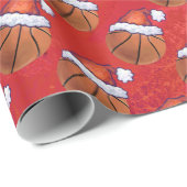 Papier Cadeau Basket-ball en Motif de Santa Hat (Coin rond)