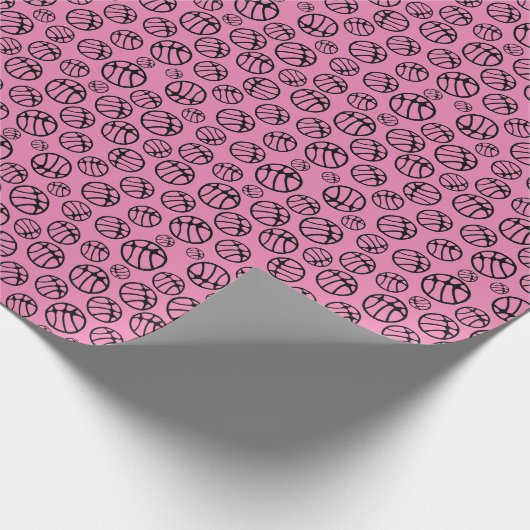 Papier Cadeau Basket-ball Motif rose Nom (Coin)