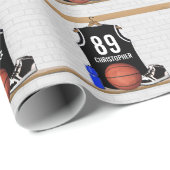 Papier Cadeau Basket-ball noir et blanc du Jersey (Coin rond)
