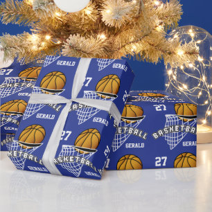 Papier Cadeau Basket-ball personnalisé - bleu foncé