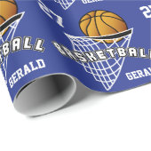 Papier Cadeau Basket-ball personnalisé - bleu foncé (Coin rond)