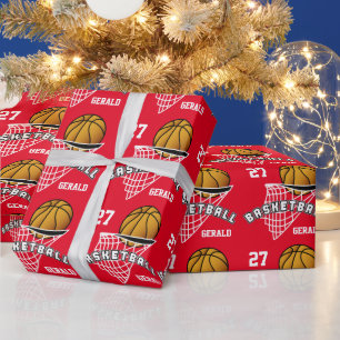 Papier Cadeau Basket-ball personnalisé - Rouge