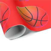 Papier Cadeau Basket-ball Pop Art Red Orange (Coin rond)