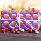 Papier Cadeau Basket-ball portant Père Noël Casquette et flocons