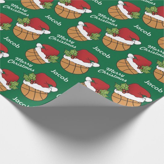 Papier Cadeau Basket-ball Santa Chapeau sur l'Arrière - plan ver (Coin)