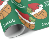 Papier Cadeau Basket-ball Santa Chapeau sur l'Arrière - plan ver (Coin rond)