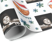 Papier Cadeau Basket Ball Santa Hat Snowflake Nom Photo (Coin rond)
