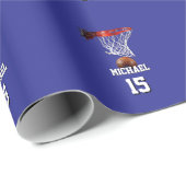 Papier Cadeau Basketball Add Your Name & Number Pop Art (Coin rond)