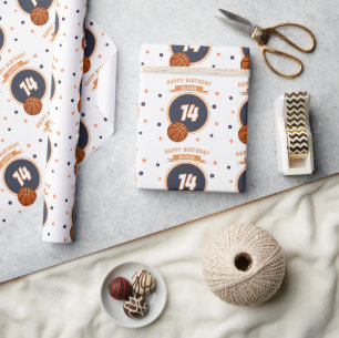 Papier Cadeau Basketball Joyeux Anniversaire Sports