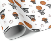 Papier Cadeau Basketball Pattern (Coin rond)