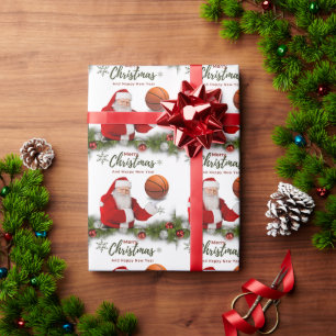 Papier Cadeau Basketball Père Noël Joyeux Noël Nouvel An