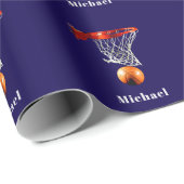 Papier Cadeau Basketball Replace with Your Name (Coin rond)