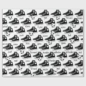 Papier Cadeau Baskets noirs avec balle de football (Plat)