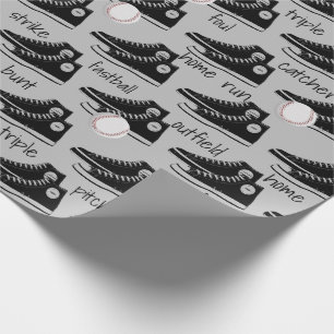 Papier Cadeau Baskets noirs avec baseball