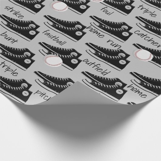 Papier Cadeau Baskets noirs avec baseball (Coin)