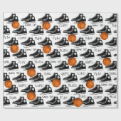Papier Cadeau Baskets noirs avec basket-ball (Plat)