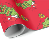 Papier Cadeau Basse de Noël amusante Pêche Poisson Caricature (Coin rond)