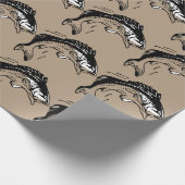 Papier Cadeau Basse moderne Poisson Tain Noir Pêche (Coin)