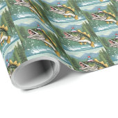 Papier Cadeau Basse Pêche Anniversaire Extérieur Poisson Mignonn (Coin rond)