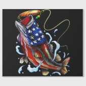 Papier Cadeau Basse Pêche Poisson Drapeau américain Pêche patrio (Plat)