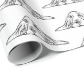 Papier Cadeau basset blanc (Coin rond)