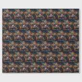 Papier Cadeau Basset de Noël en serre (Plat)