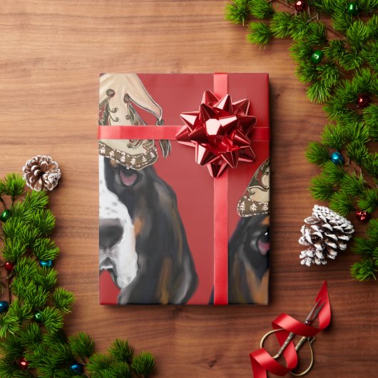 PAPIER CADEAU BASSET HOOK   (Cadeau de vacances)